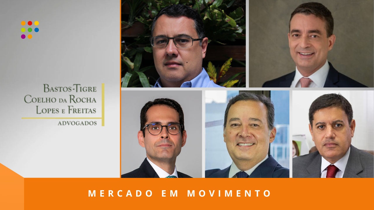 Da esq. para dir (linha superior): Fabrício Bandeira e Luís Bueno. Linha Inferior: Daniel Pereira, Bruno Barata e Paulo Maurício, sócios do Bastos-Tigre, Coelho da Rocha, Lopes e Freitas Advogados (Imagem: Análise Editorial/Divulgação)