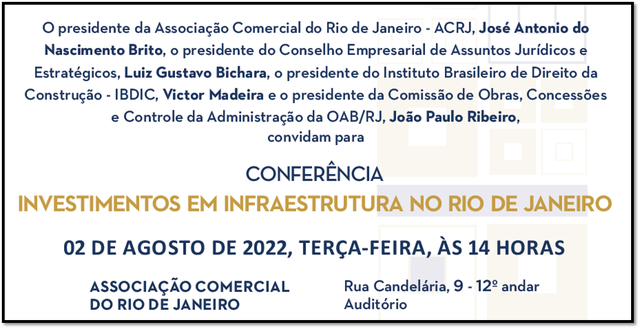 Evento presencial: Conferência "Investimentos em Infraestrutura no Rio de Janeiro"