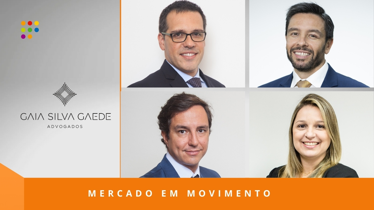 Da esq. para dir (linha superior): Cassiano Inserra Bernini e Raphael Conrado de Oliveira. Linha inferior: Théo Meneguci Boscoli e Valéria Lins Amante, novos sócios do Gaia Silva Gaede Advogados (Imagem: Análise Editorial/Divulgação)