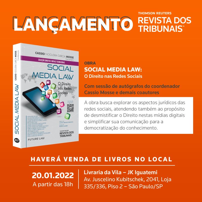 Lançamento de Livro: SOCIAL MEDIA LAW - O Direito nas Redes Sociais