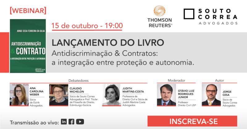 Lançamento virtual: Livro "Antidiscriminação & Contratos: a integração entre proteção de autonomia"