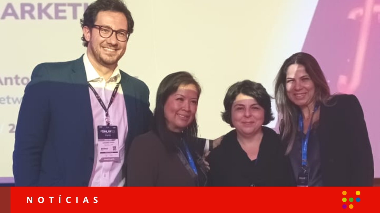 Leonardo Araújo (Finocchio & Ustra), Suzan Mitsuuchi (Demarest Advogados), Ana Léo (Daniel Law) e Andreia Gomes (AGomes Marketing e Desenvolvimento de Negócios e cofundadora da Latin America Legal Marketing Alliance - LALMA). Imagem: Análise Editorial