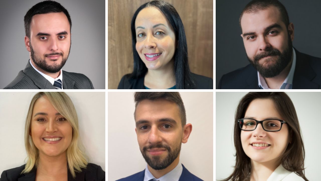 Eduardo Bitencourt, Joyce da Silva Reis, Matheus Sturari, Milena Moscoso e Reginaldo Bueno, novos sócios do no Carvalho, Machado & Timm Avogados (Imagem: Divulgação)
