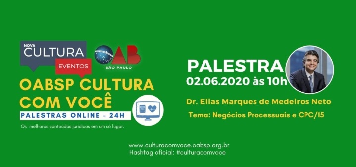 Palestra on-line: Negócios processuais e CPC/15