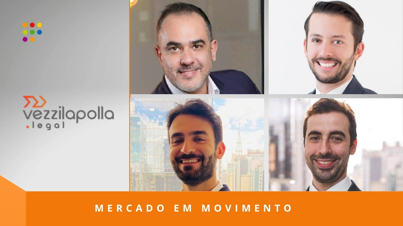 Da esq. para dir (linha superior): Fabiano Zakhour e Gabriel Grubba Lopes. Linha inferior: Pedro Ivo Nasser e Renato Escorel, os novos sócios do Vezzilapolla.legal (Imagem: Análise Editorial/Linkedin)