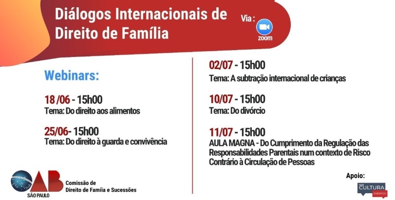 Webinares: Diálogos internacionais de Direito de Família